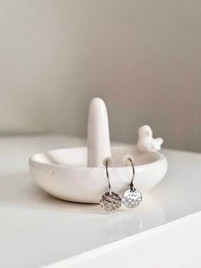 Sterling Silver Hammered Disc Minimalist Earrings